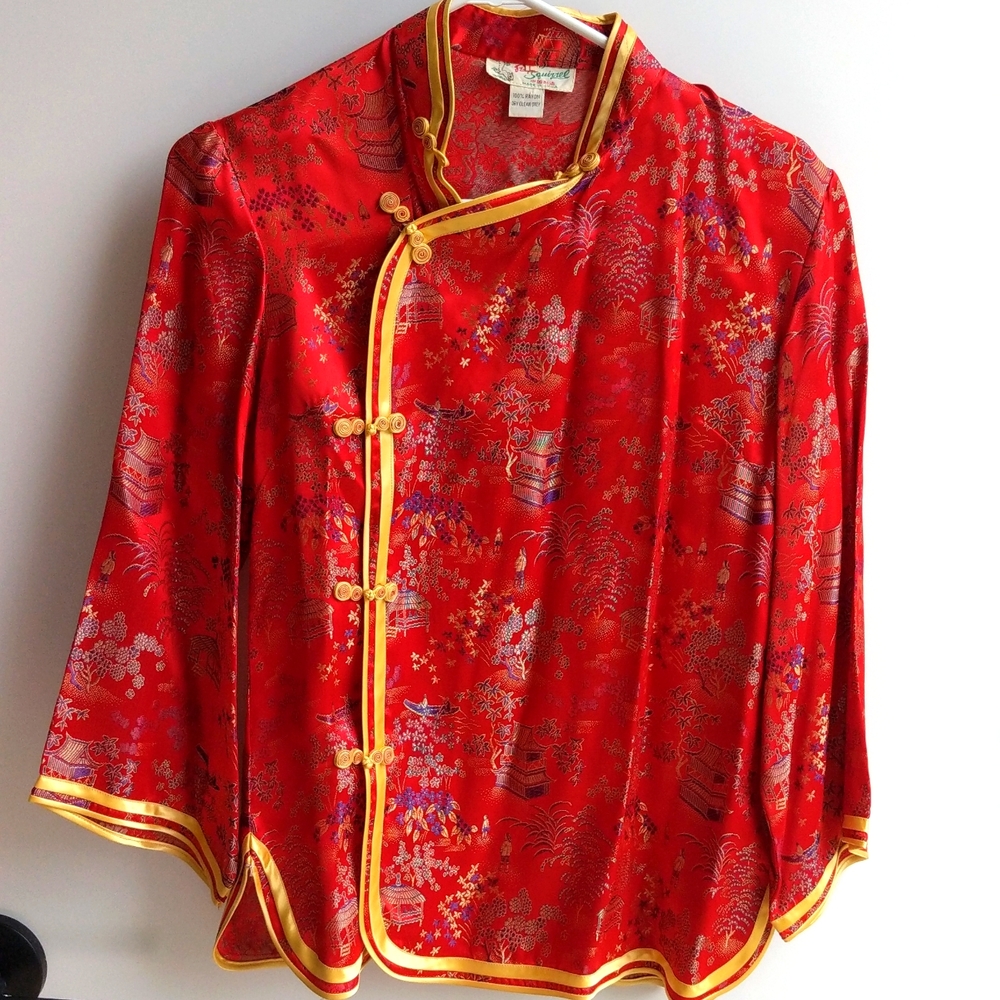 Vintage Silk Squirrel Brocade Blouse